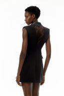 Cecilia Black Sequin Blazer Dress with Lapel Collar - Aura Muse