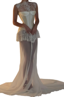 Cecilia White Floral Lace Corset Maxi Dress - Aura Muse