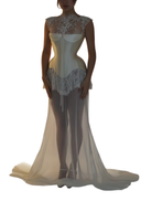 Cecilia White Floral Lace Corset Maxi Dress - Aura Muse