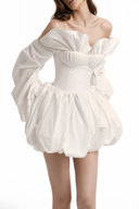 Celeste White Ruched Blouse & Skirt Set - Aura Muse