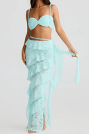 Celestia Mint Green Lace Braided Detail Top & Skirt Set - Aura Muse
