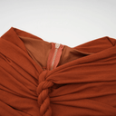 Cerelia brown twisted cut - out top & skirt matching set - Aura Muse