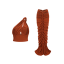 Cerelia brown twisted cut - out top & skirt matching set - Aura Muse