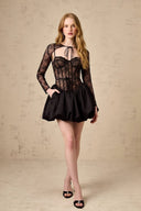 Chloé black floral - lace vest & dress matching set - Aura Muse
