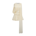 Chloe Pleated Mini Dress with One - Shoulder Drape - Aura Muse