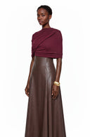 Cielo Chocolate Brown Color Block Maxi Dress with Shawl - Aura Muse