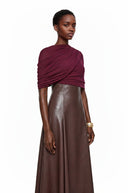 Cielo Chocolate Brown Color Block Maxi Dress with Shawl - Aura Muse
