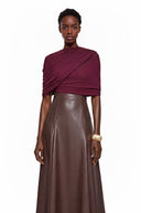 Cielo Chocolate Brown Color Block Maxi Dress with Shawl - Aura Muse