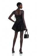 Claude Black Sleeveless Puffball Mini Dress - Aura Muse