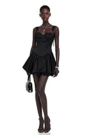 Claude Black Sleeveless Puffball Mini Dress - Aura Muse