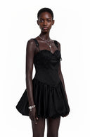 Claude Black Sleeveless Puffball Mini Dress - Aura Muse