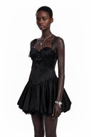 Claude Black Sleeveless Puffball Mini Dress - Aura Muse