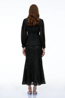 Claudine Black Lace Panel Blouse & Skirt Set - Aura Muse