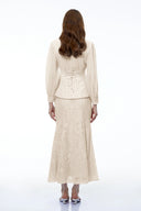 Claudine Neutrals Lace Panel Blouse & Skirt Set - Aura Muse
