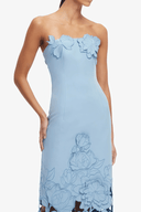 Cléa Blue Strapless Floral Embroidered Maxi Dress - Aura Muse