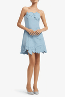 Cléa Blue Strapless Floral Embroidered Mini Dress - Aura Muse
