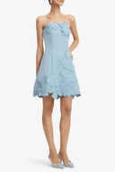 Cléa Blue Strapless Floral Embroidered Mini Dress - Aura Muse