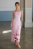 Cléa Pink Strapless Floral Embroidered Maxi Dress - Aura Muse