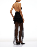 Cora Black Halterneck Floral Lace Maxi Dress - Aura Muse