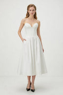Coraline White Sweetheart Neckline Corset Midi Dress - Aura Muse