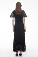 Corinne Black Sequin Floral Lace Maxi Dress - Aura Muse