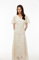 Corinne White Sequin Floral Lace Maxi Dress - Aura Muse