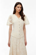 Corinne White Sequin Floral Lace Maxi Dress - Aura Muse