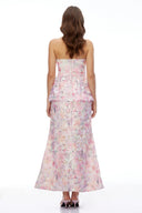 Cosette Pink Floral Strapless Peplum Maxi Dress - Aura Muse