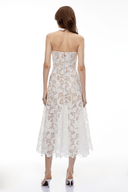 Cosette White Floral Lace Midi Dress - Aura Muse