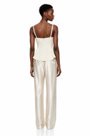 Cream Round Neck Crop Top & Trousers Set - Aura Muse