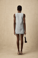 Dahlia blue crystal sleeveless denim mini dress - Aura Muse