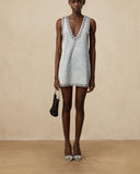 Dahlia blue crystal sleeveless denim mini dress - Aura Muse