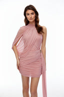 Dahlia Pink Asymmetrical Ruched Bodycon Mini Dress - Aura Muse