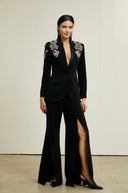 Daphne black embellished jacket & trousers matching set - Aura Muse