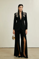 Daphne black embellished jacket & trousers matching set - Aura Muse