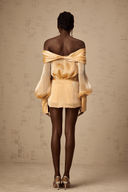 Desdemona gold crystal - embellished panelled mini dress - Aura Muse