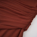 Désirée Brown Shirred-effect Draped Maxi Dress - Aura Muse