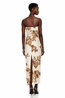 Dolorès Cream Floral Pleated Midi Dress - Aura Muse