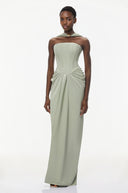 Dominique Green Halterneck Corset Maxi Gown - Aura Muse