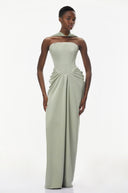 Dominique Green Halterneck Corset Maxi Gown - Aura Muse