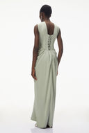 Dominique Green Halterneck Corset Maxi Gown - Aura Muse