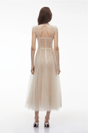 Donatella Cream White Floral Lace Pleated Maxi Dress - Aura Muse