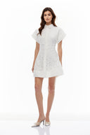Earlene White Floral Embroidered Lace Mini Dress - Aura Muse