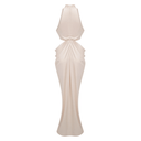 Éclat Neutral Braid Detail Ruched Maxi Dress - Aura Muse