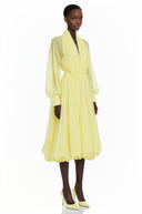 Edith Yellow Draped Tulle Maxi Dress - Aura Muse