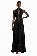 Edwina Black Mock Neck Ruched Jumpsuit - Aura Muse