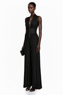 Edwina Black Mock Neck Ruched Jumpsuit - Aura Muse