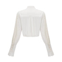 Eilish White Pleated Scarf - Collar Shirt - Aura Muse