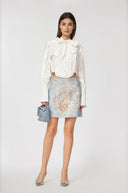 Eilish White Pleated Scarf - Collar Shirt - Aura Muse