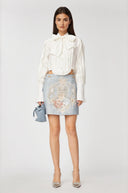 Eilish White Pleated Scarf - Collar Shirt - Aura Muse